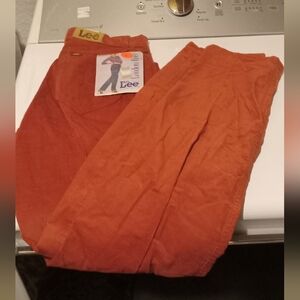 Womans Lee London Rider Burnt Orange Corduroy Pants Size 7